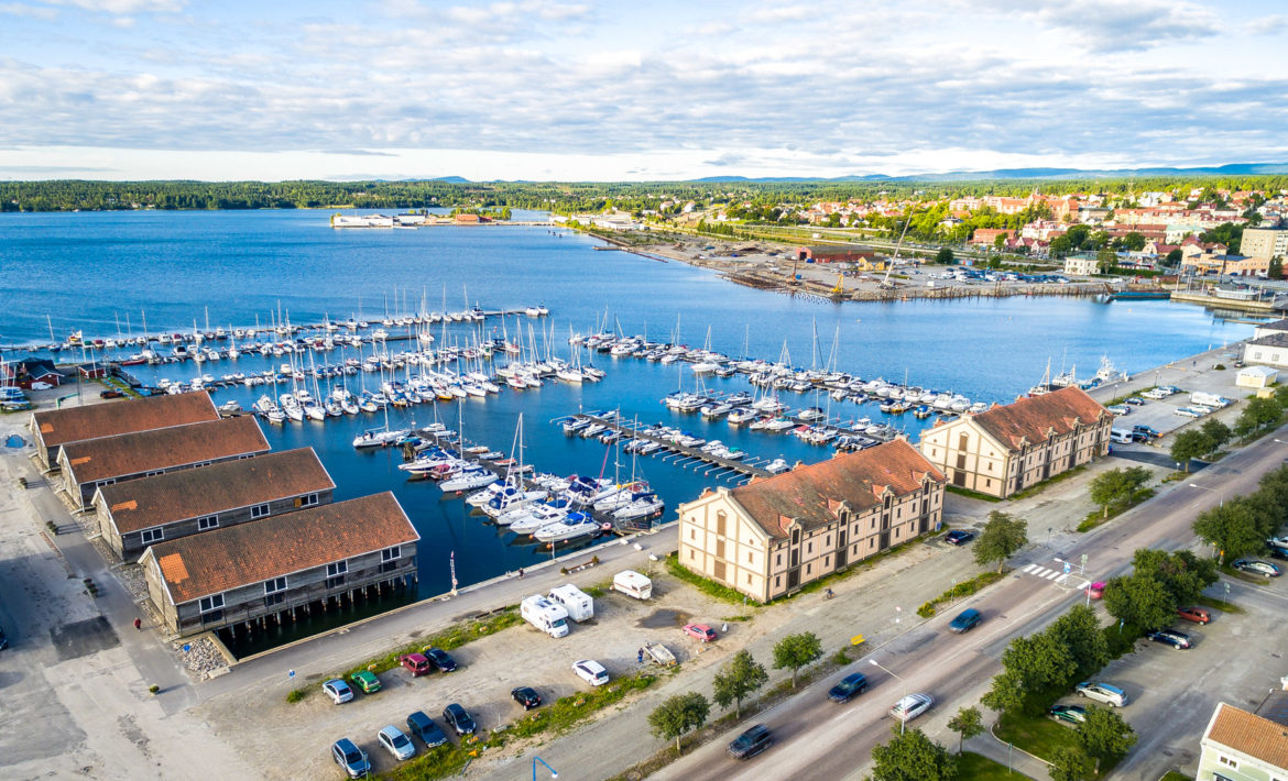 Hudik Flygfoto Hamnen Hudiksvall